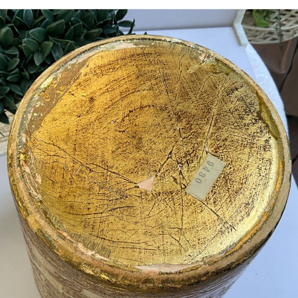 Vintage Italian Florentine-style gilt wastebasket Hollywood Glam - Picture 6 of 7